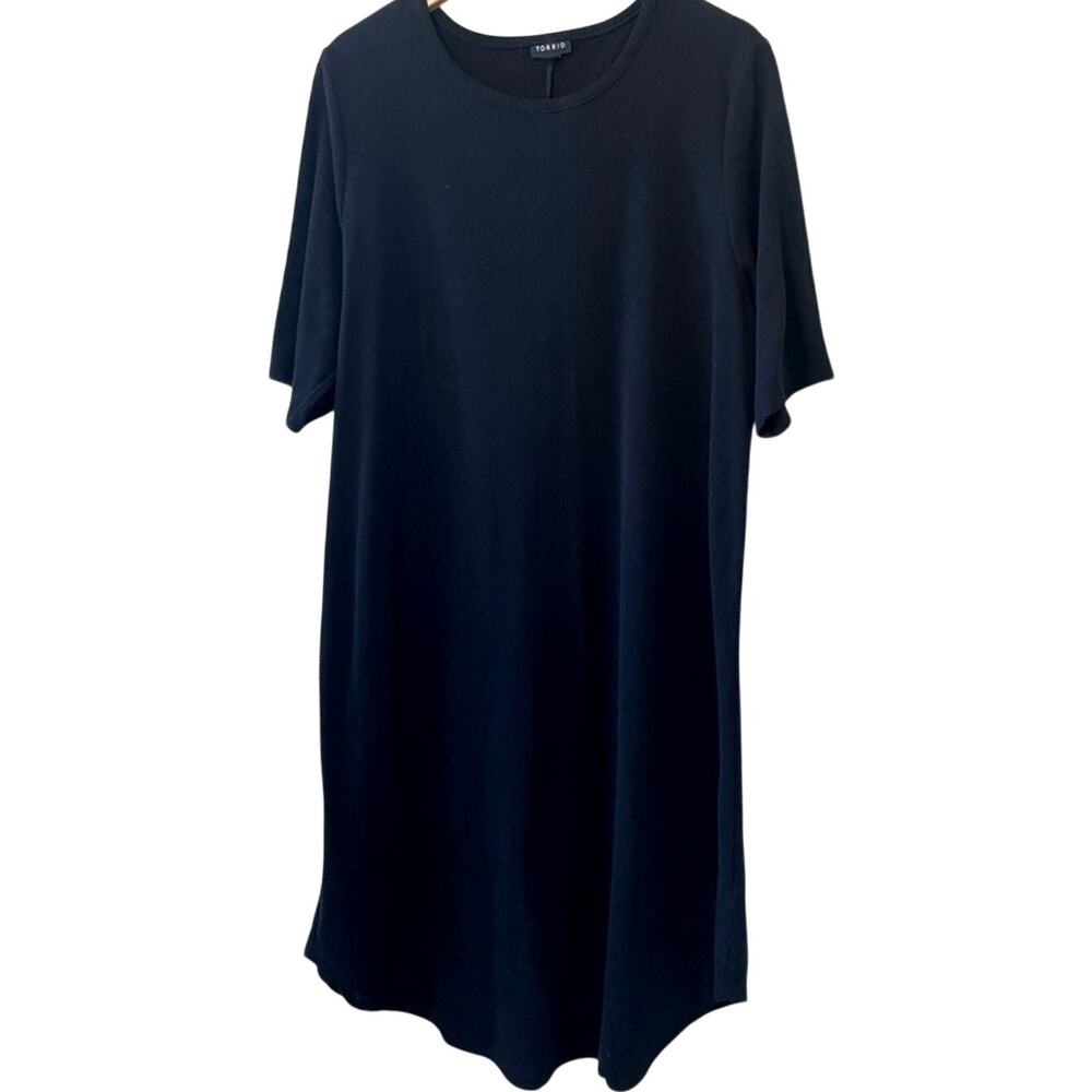 Torrid Ribbed Black Short Sleeve Classic Minimalist Tee Shirt Dress Size XXL